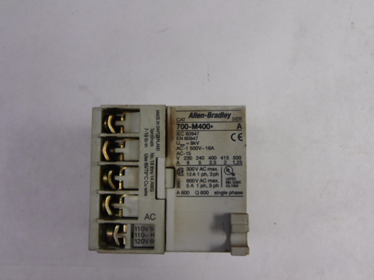 Allen-Bradley 700-M400A1 Miniature Control Relay 100V 50HZ/110-120V 60HZ USED