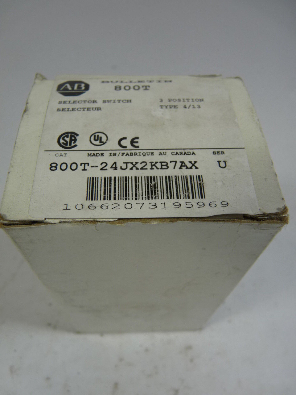 Allen-Bradley 800T-24JX2KB7AX 3-Pos Illum. Selector Switch 24VAC 1NO 1NC ! NEW !