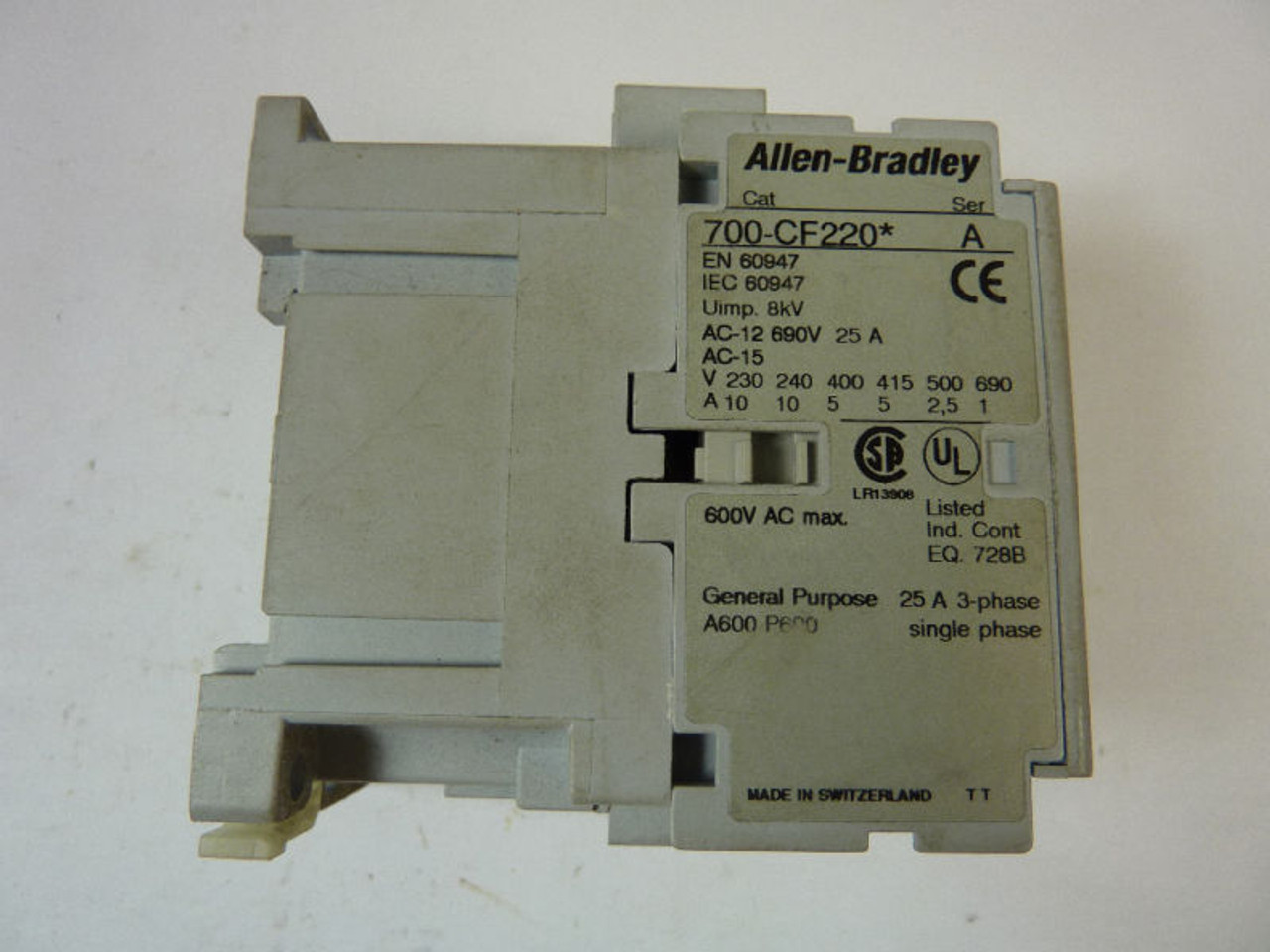 Allen-Bradley 700-CF220DJ Contactor 20Amp 24VDC USED