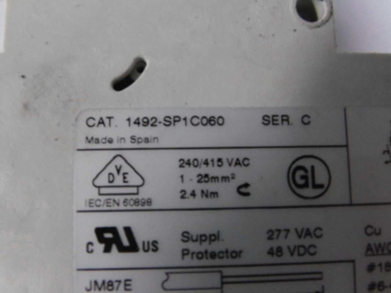 Allen-Bradley 1492-SP1C060 Supplementary Protector 6.0 A USED