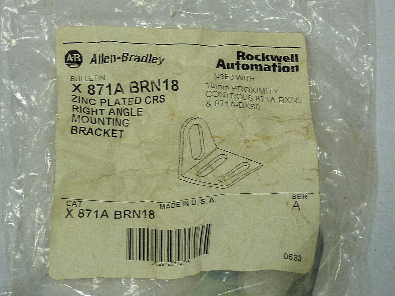 Allen-Bradley X-871A-BRN18 Mounting Bracket Right Angle ! NEW !