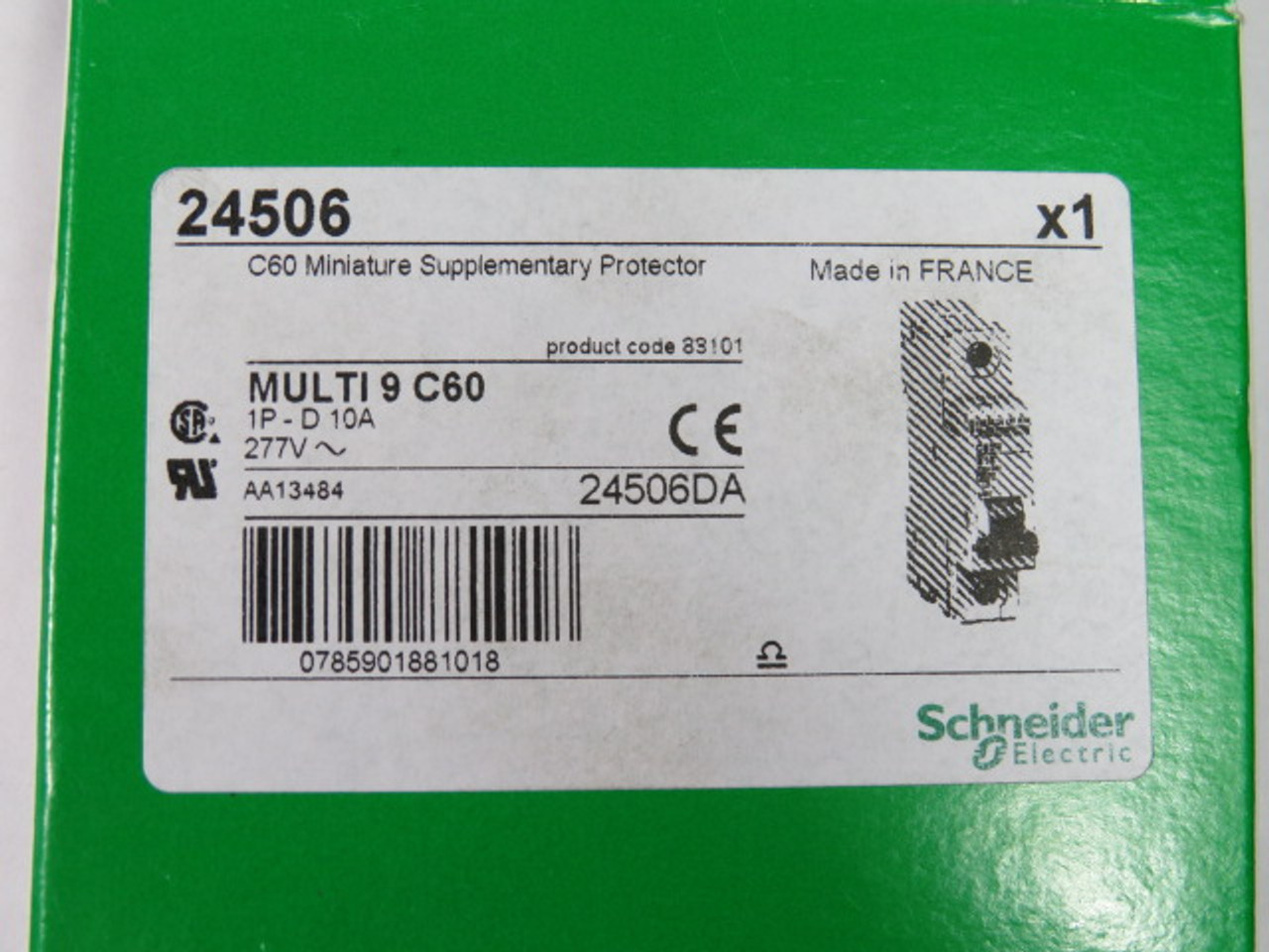 Schneider 24506DA Circuit Breaker 10 Amp 277 Volt 1 Pole NEW