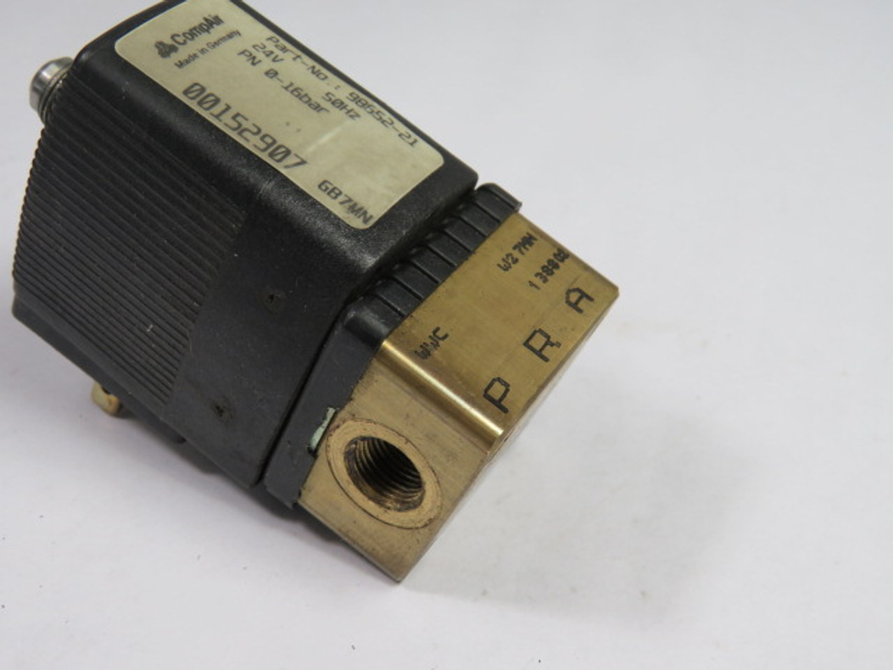 CompAir 98652-21 Solenoid Valve 24 Volt 50 Hz 0-16 BAR USED