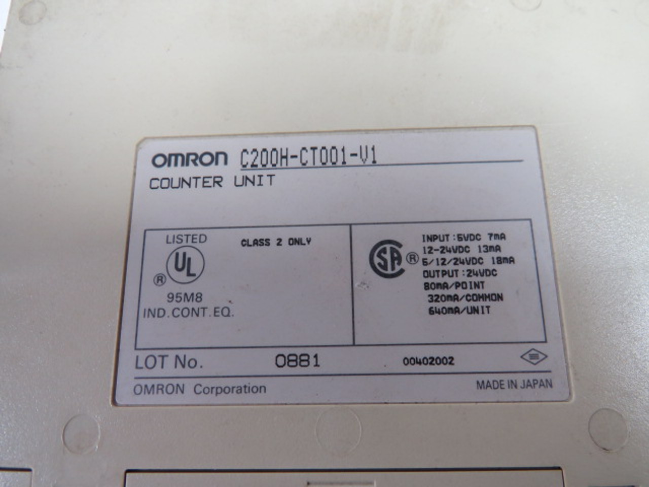 Omron C200H-CT001-V1 High Speed Counter Module 12-24VDC USED