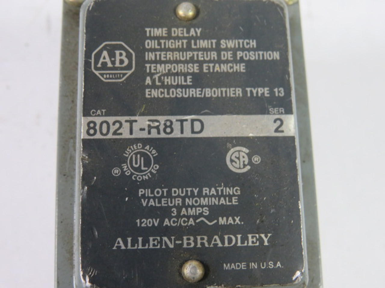 Allen-Bradley 802T-R8TD Time Delay Limit Switch USED