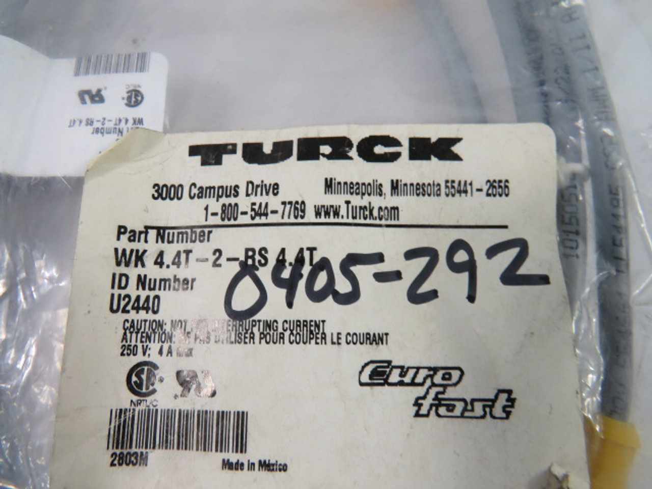 Turck WK 4.4T-2RS-4.4T Cable 4A 450V ! NEW !
