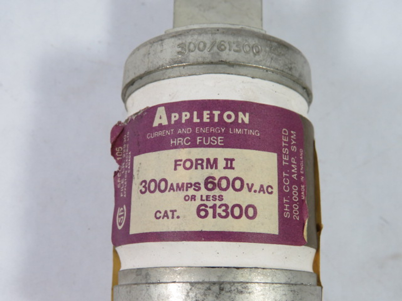 Appleton 61300 Current and Energy Limiting Fuse 300A 600V USED