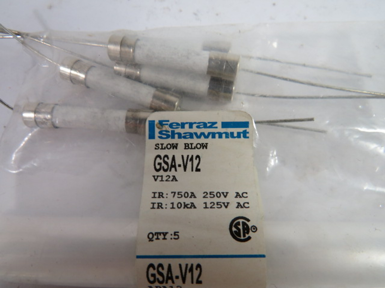 Ferraz Shawmut GSA-V12 Slow Blow Fuse 12A 250V 5-Pack ! NEW !