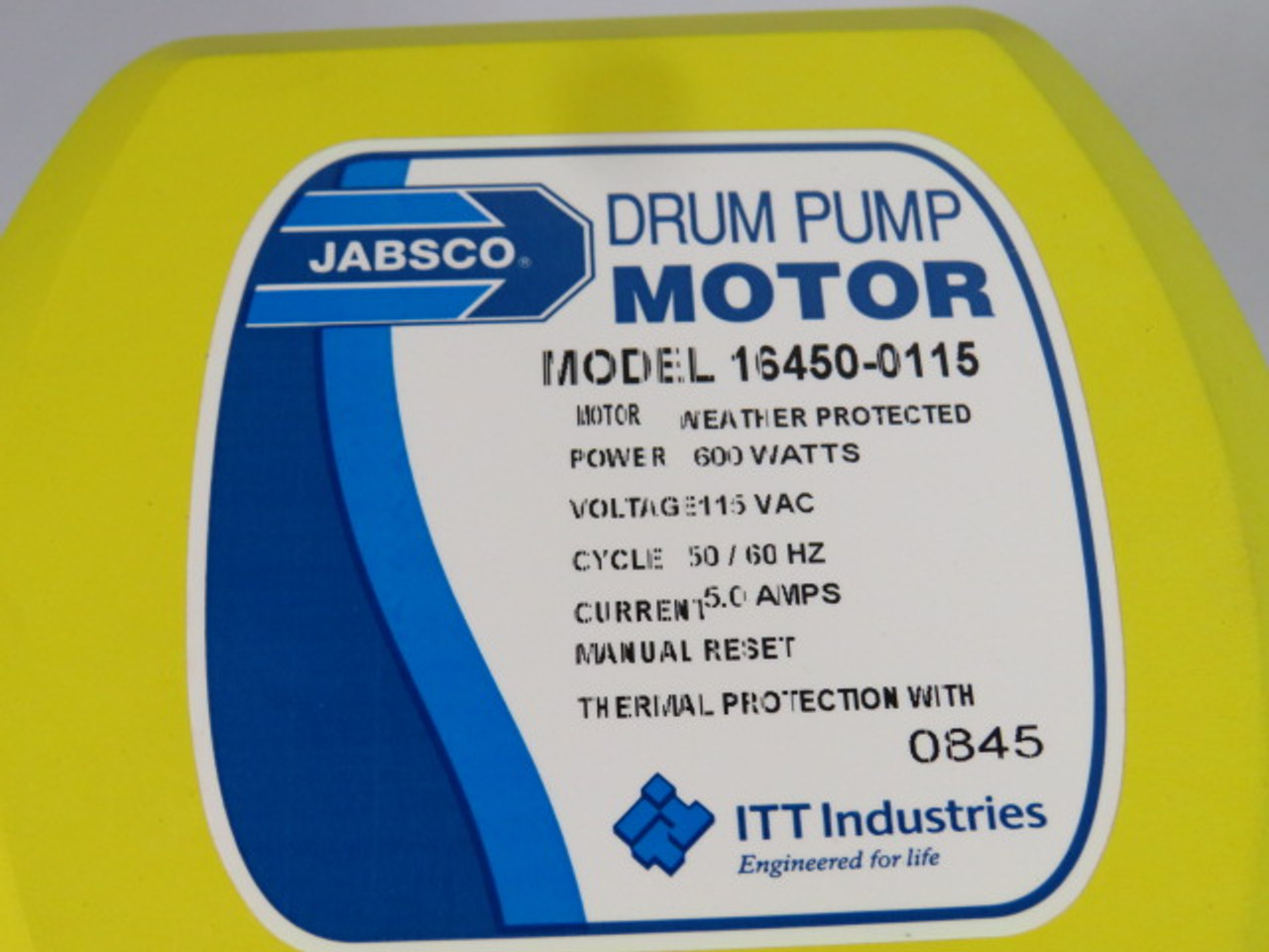 Jabsco 16450-0115 Drum Pump Electric Motor 600W 115VAC 5A 50/60Hz ! AS IS !