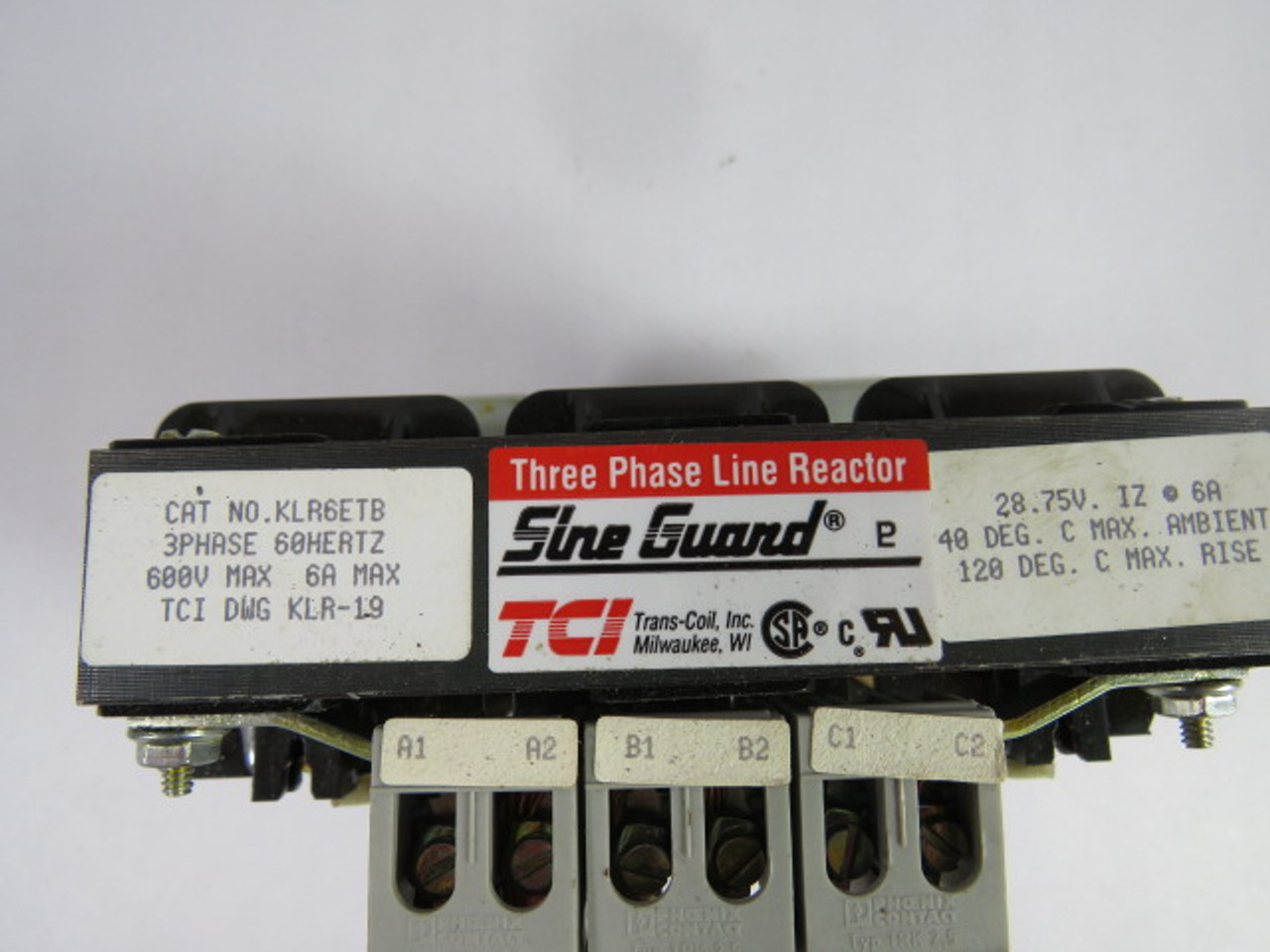 TCI Sine Guard KLR6ETB Three Phase Line Reactor 6A 600V 5% Independence USED