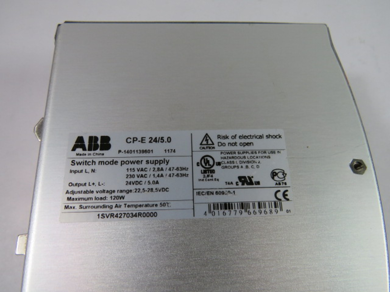 ABB 1SVR427034R0000 (CP-E-24/5.0) Switching Power Supply 24V 5A USED