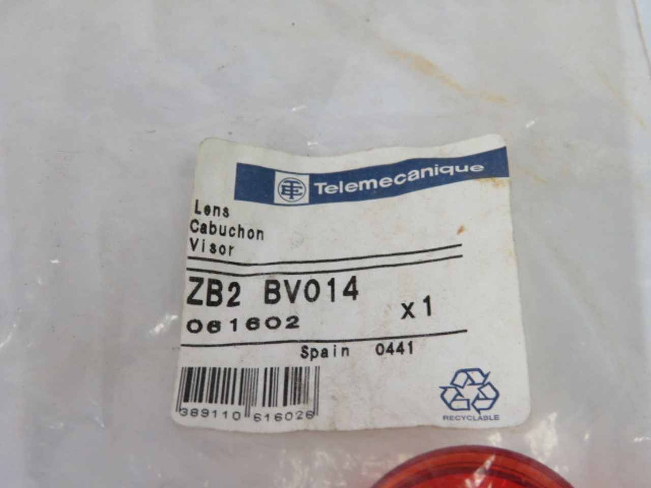 Telemecanique ZB2-BV014 Standard Pilot Light Replacement Cap RED ! NWB !