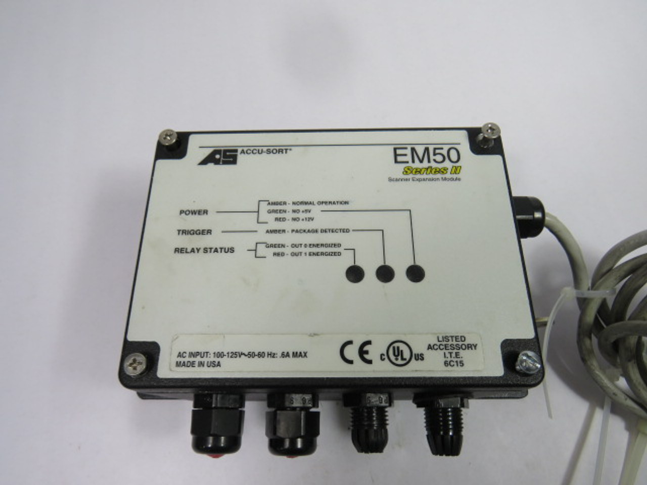 Accu-Sort EM50 100015791 Scanner Expansion Module 100-125VAC .6A ! AS IS !