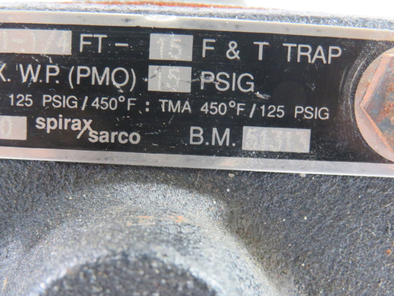 Spirax 51313 F&T Trap 15 1-1/4in 15PSIG Steam Trap USED