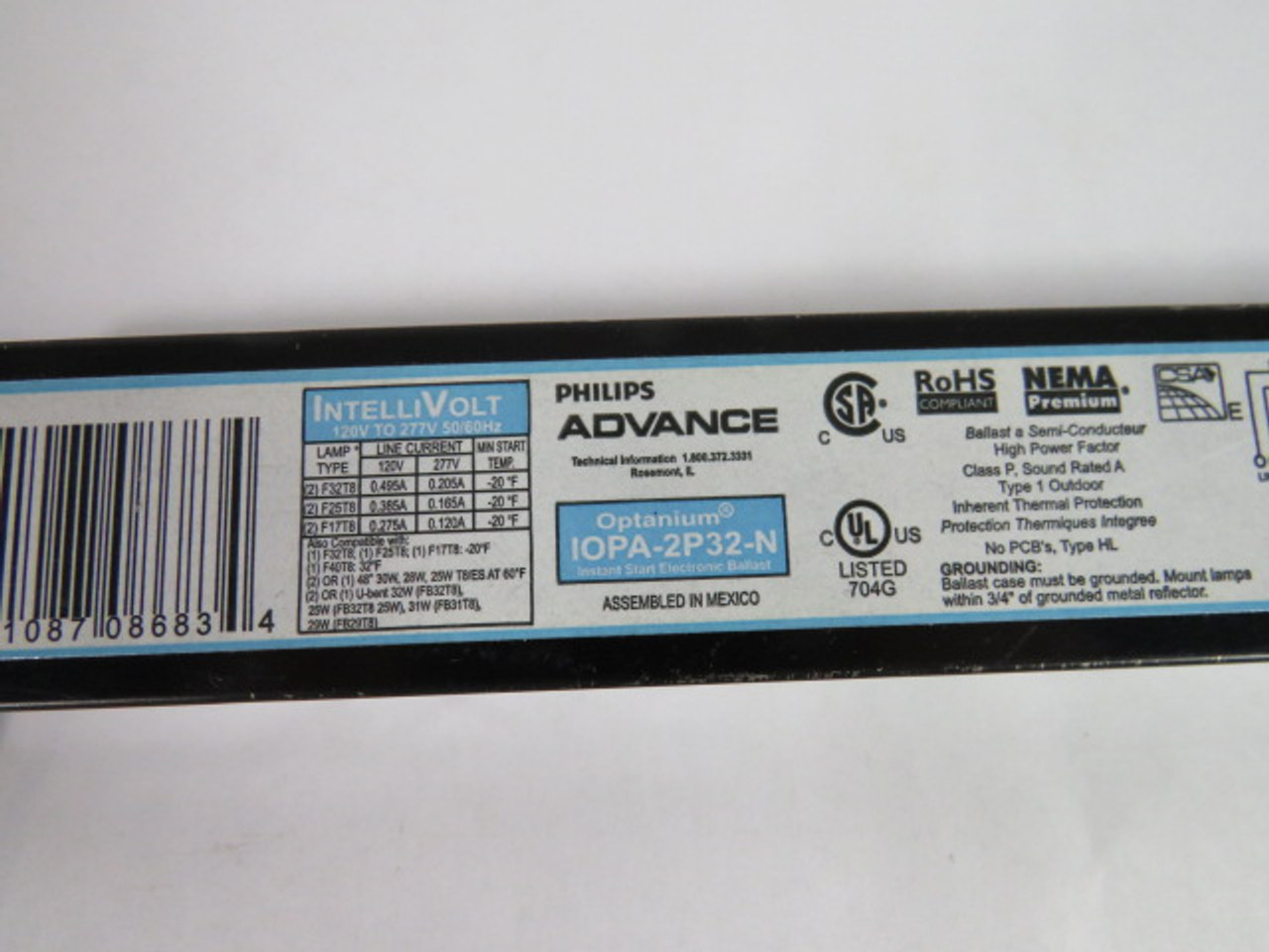 Philips IOPA-2P32-N 2 Lamp Instant Start Ballast 120-277V 1.120A-0.495A ! NOP !