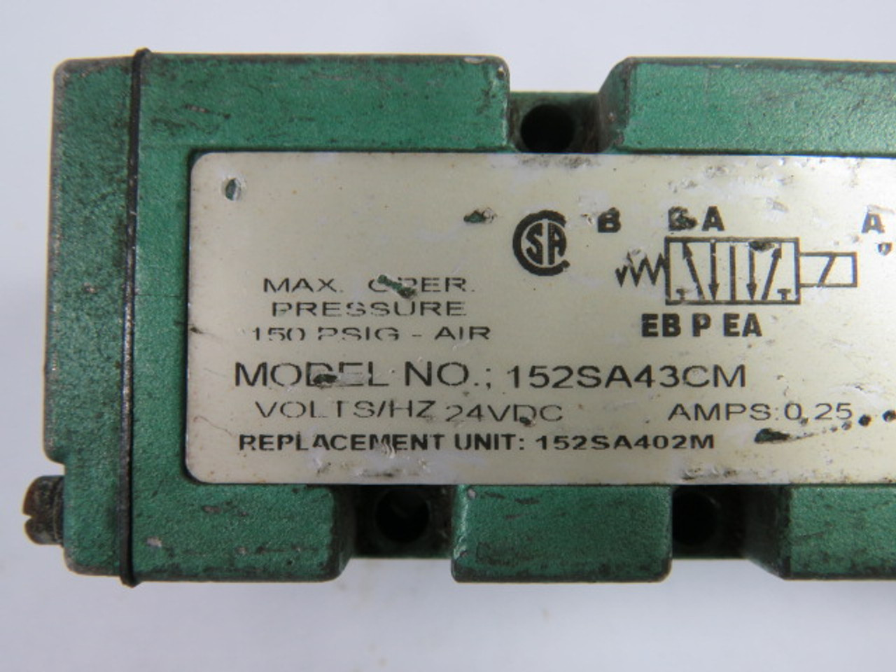 Numatics 152SA43CM Solenoid Valve 24VDC 0.25A USED