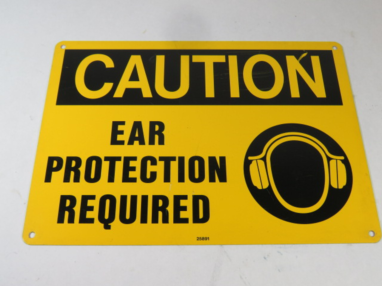 Brady 25891 10x14 Caution Ear Protection Required Sign USED