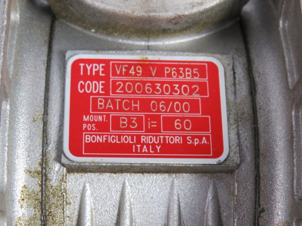 Bonfigioli VF49-VP63-B5 Gear Reducer 60:1 Ratio USED