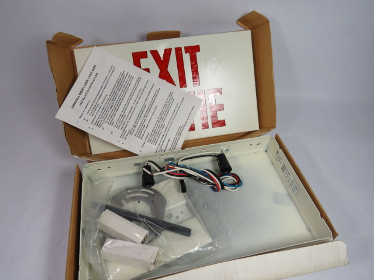 Lumacell LMCEUB3L White Metal Exit Sign 2x15W 120Vac 60Hz SHELF WEAR NEW