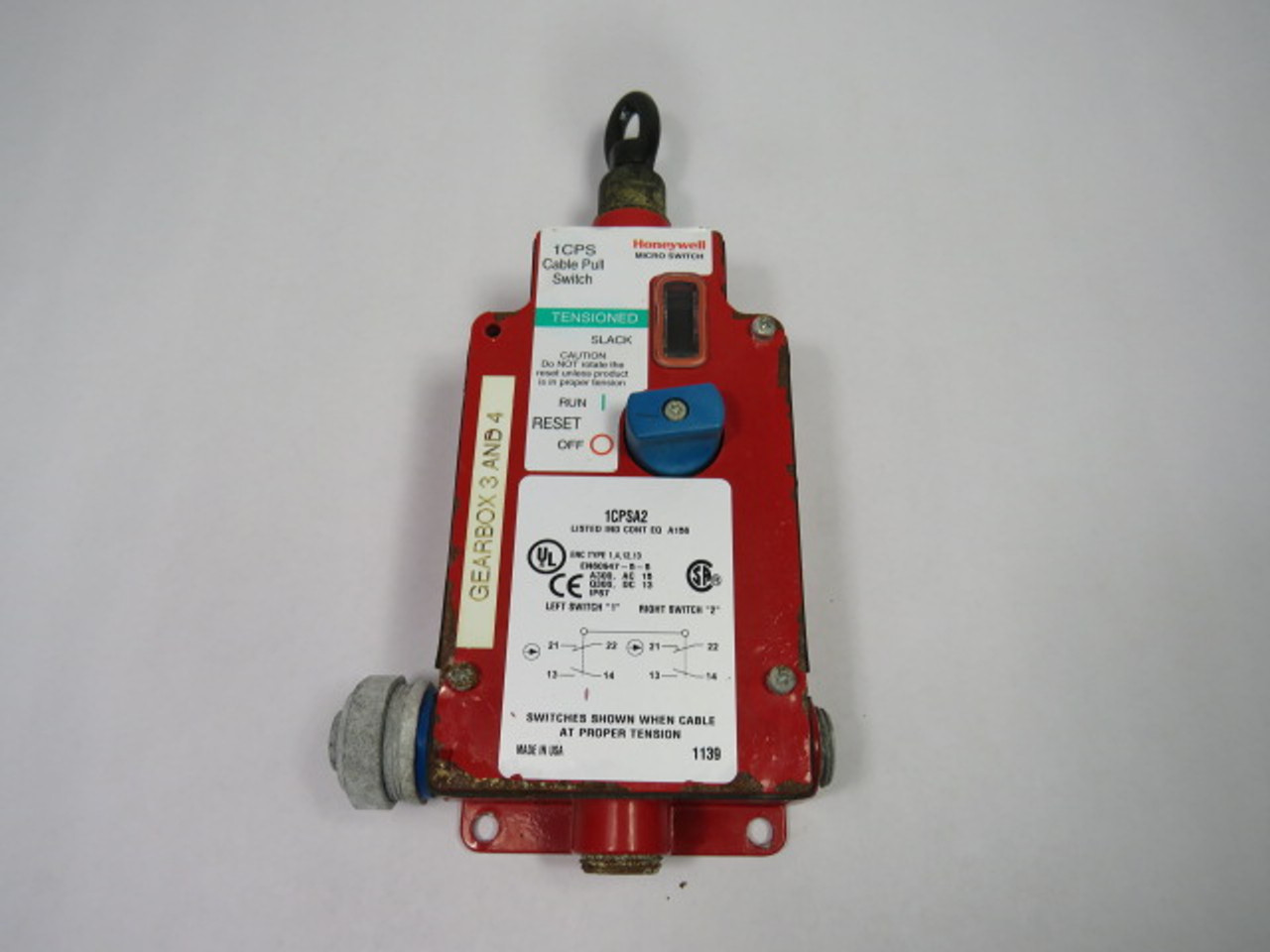 Microswitch ICPSA2 Cable Pull Switch 10A@600VAC 2.5A@24VDC USED