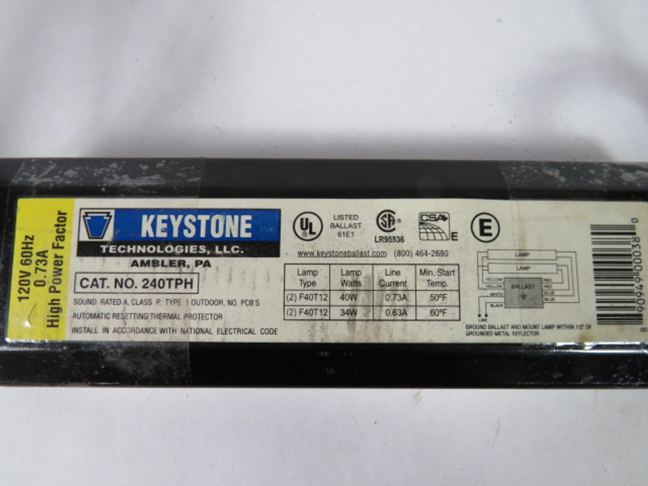 Keystone KTEB-240-1-TP-PIC Replacement Ballast USED