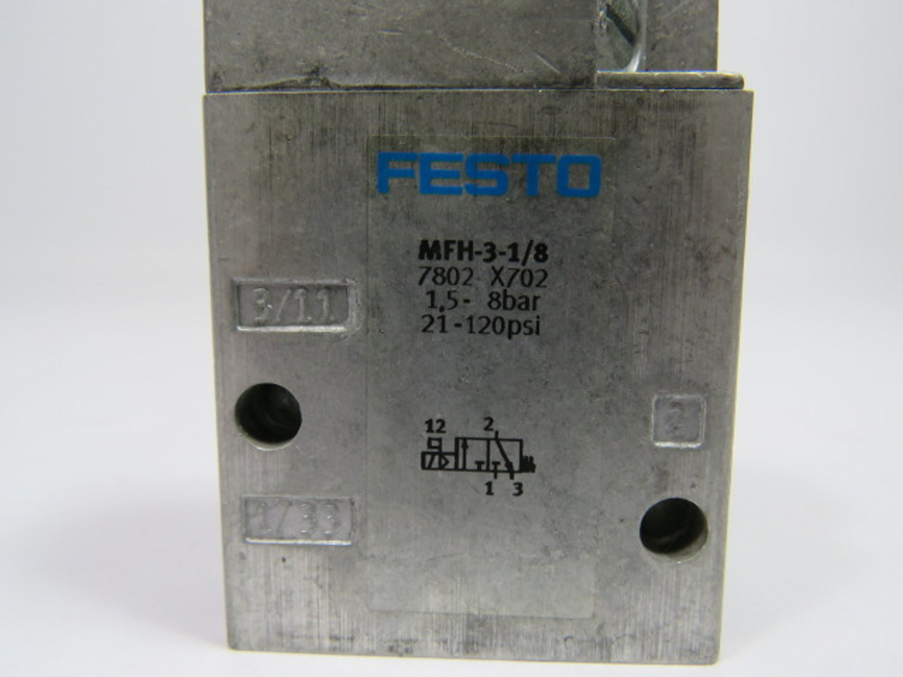 Festo MFH-3-1/8 Solenoid Valve 1.5-8 BAR 21-120 PSI USED