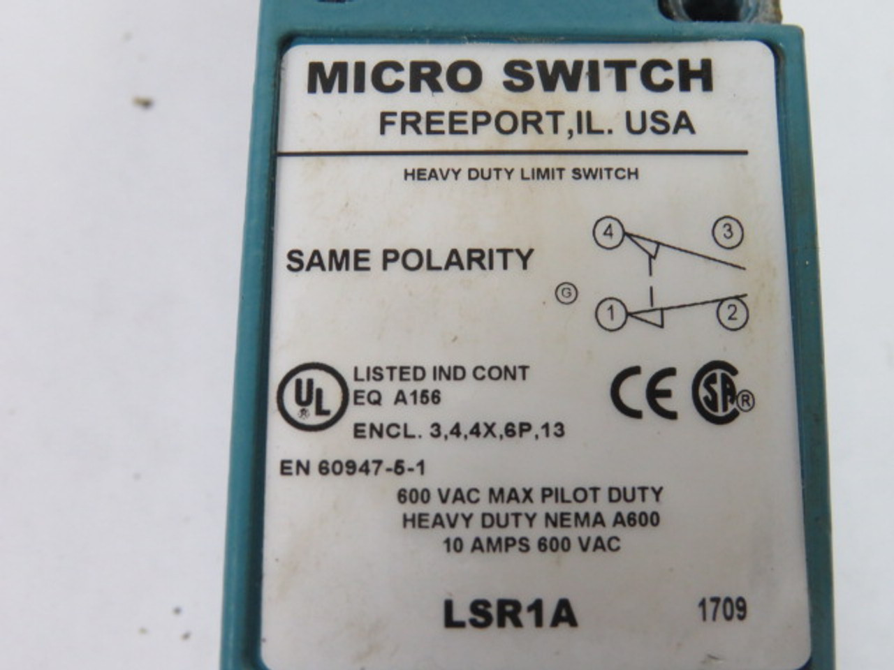 Microswitch LSR1A Heavy Duty Limit Switch 10A 600VAC USED