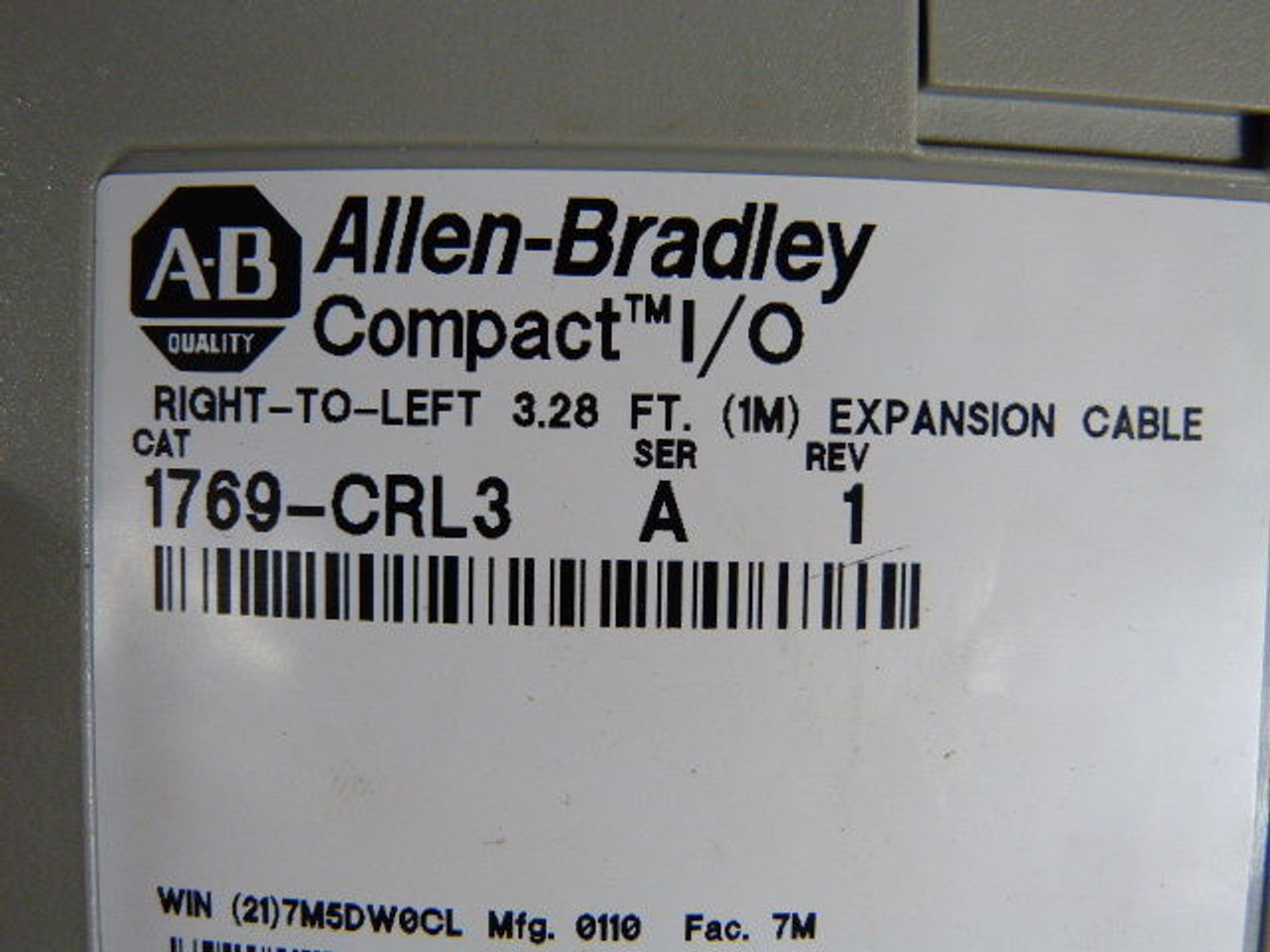 Allen-Bradley 1769-CRL3 Right-To-Left Bus Expansion Cable 3.28ft (1M) USED