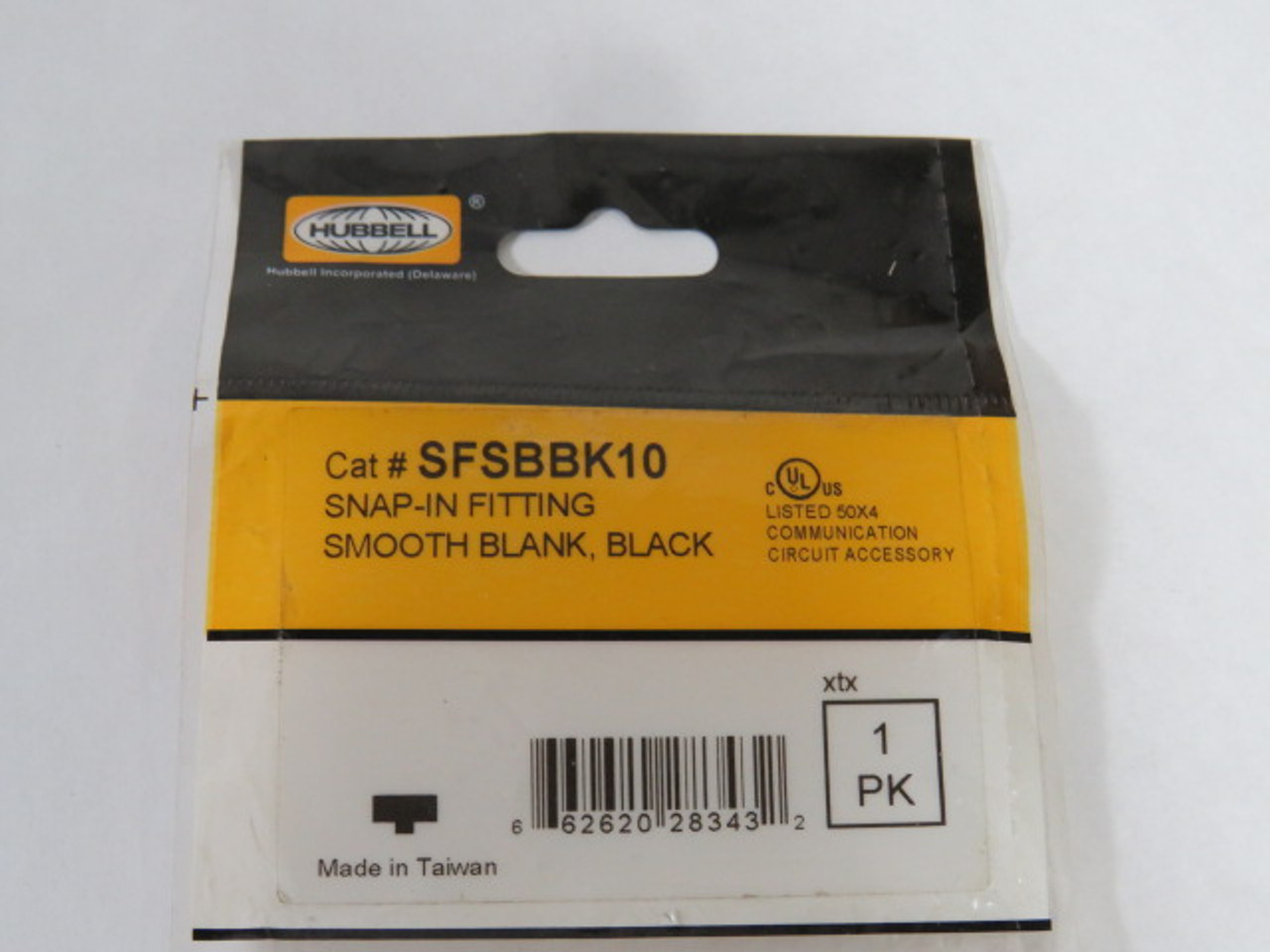 Hubbell SFSBBK10 (10-Pack) Snap-in Fitting Smooth Black ! NWB !