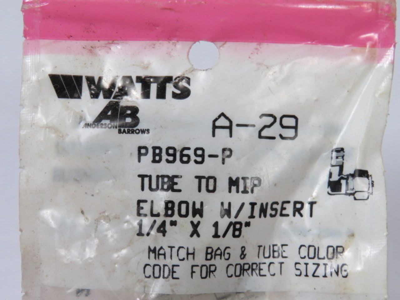 Watts PB969-P Tube To MIP Elbow W/ Insert 1/4" X 1/8" ! NWB !