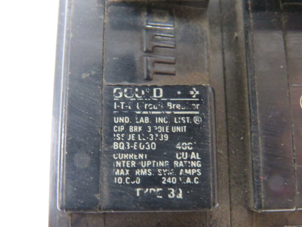 Gould BQ3-B030 Circuit Breaker 30A 240VAC 3-Pole USED