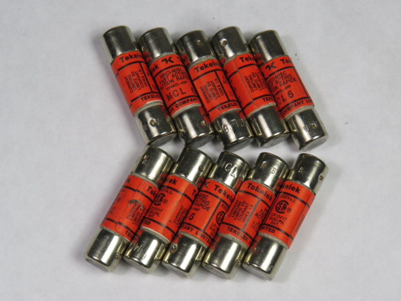 Tekelek MCL6 Fast Acting Fuse 6A 600V Lot of 10 USED