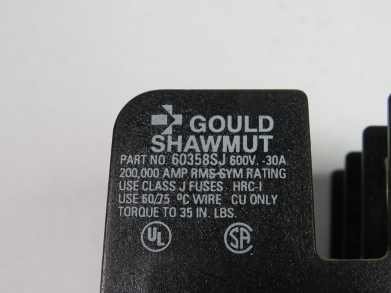 Gould 60358SJ Fuse Holder 30A 600V 3-Pole USED