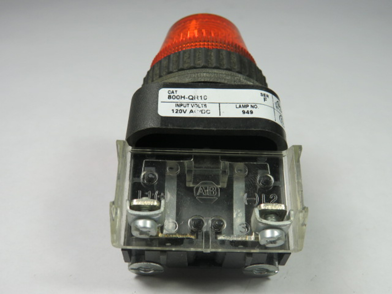 Allen-Bradley 800H-QR10A Ser F Universal Pilot Light 120V Amber Lens USED