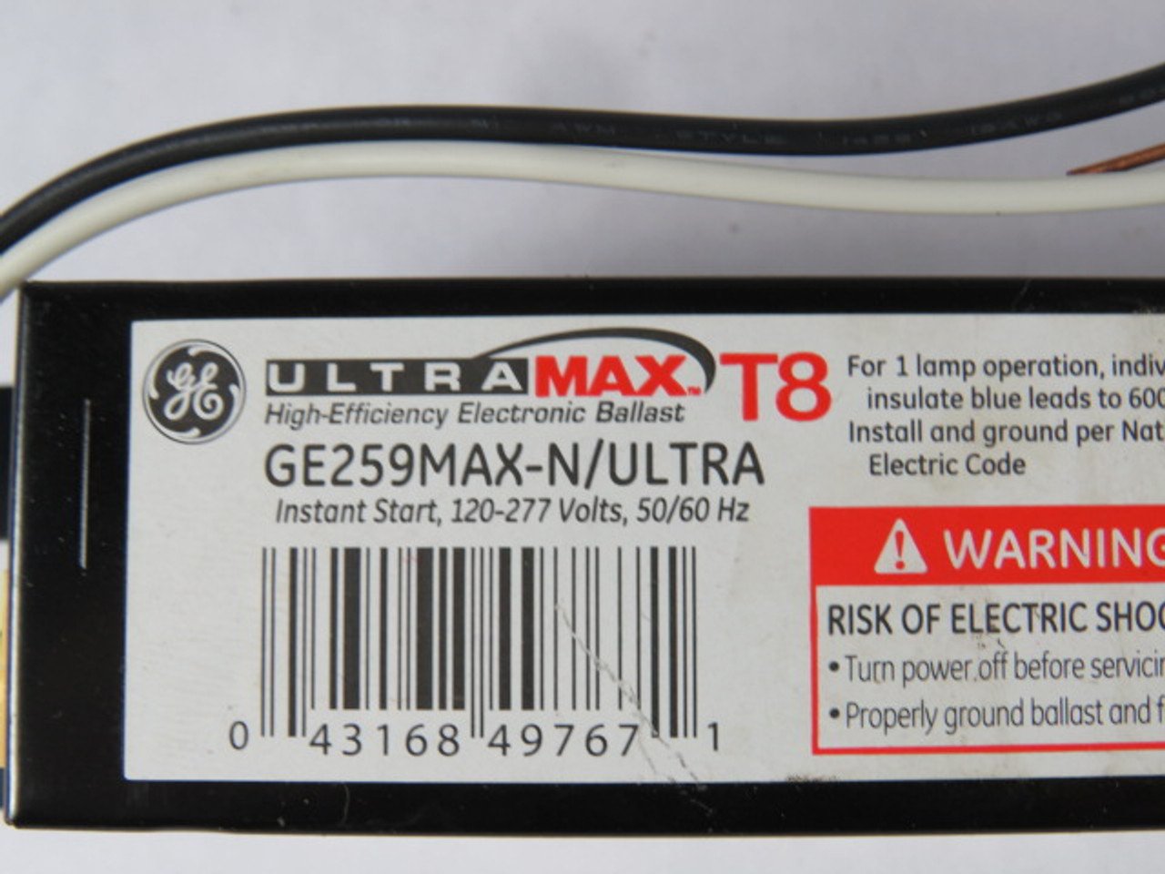 General Electric GE259MAX-N/ULTRA Electronic Ballast 120-277VAC 50/60Hz ! NOP !