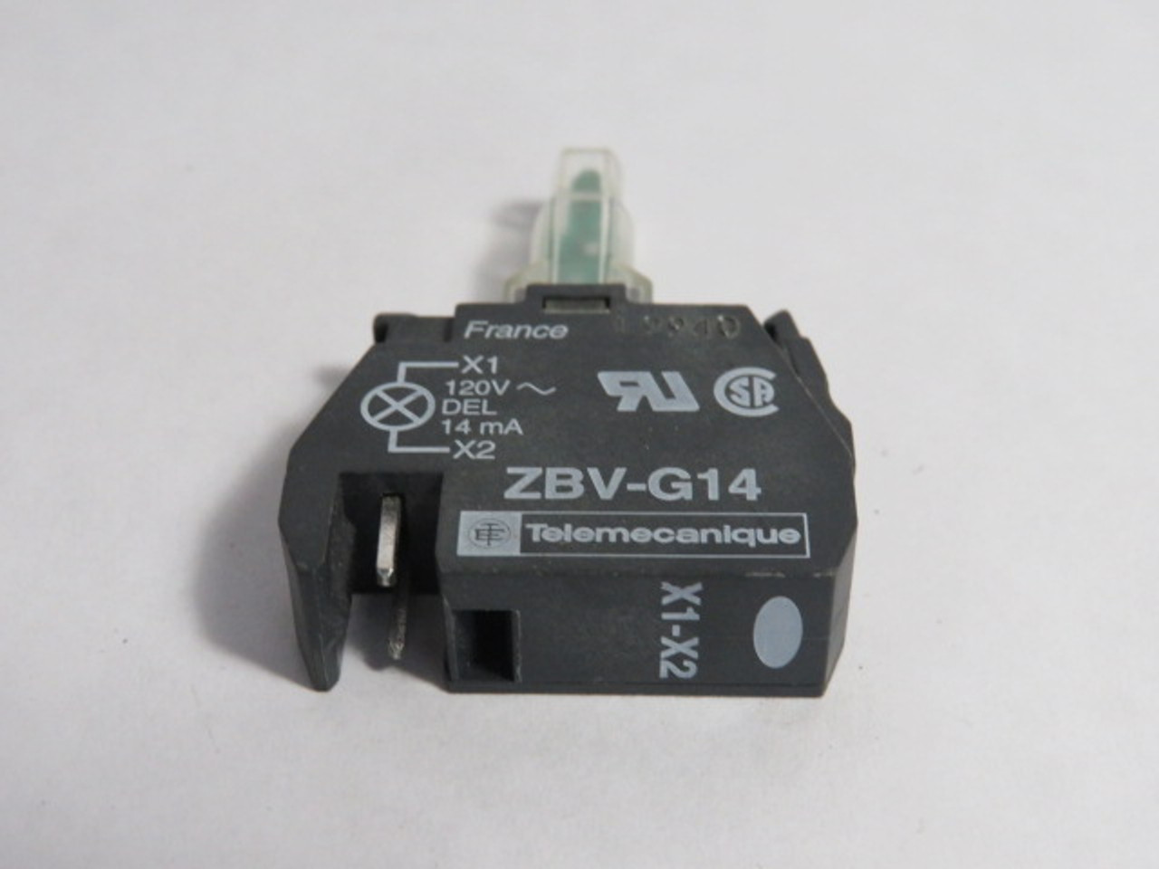 Telemecanique ZBV-G14 Pushbutton Light Module Contact Block 110-120VAC USED