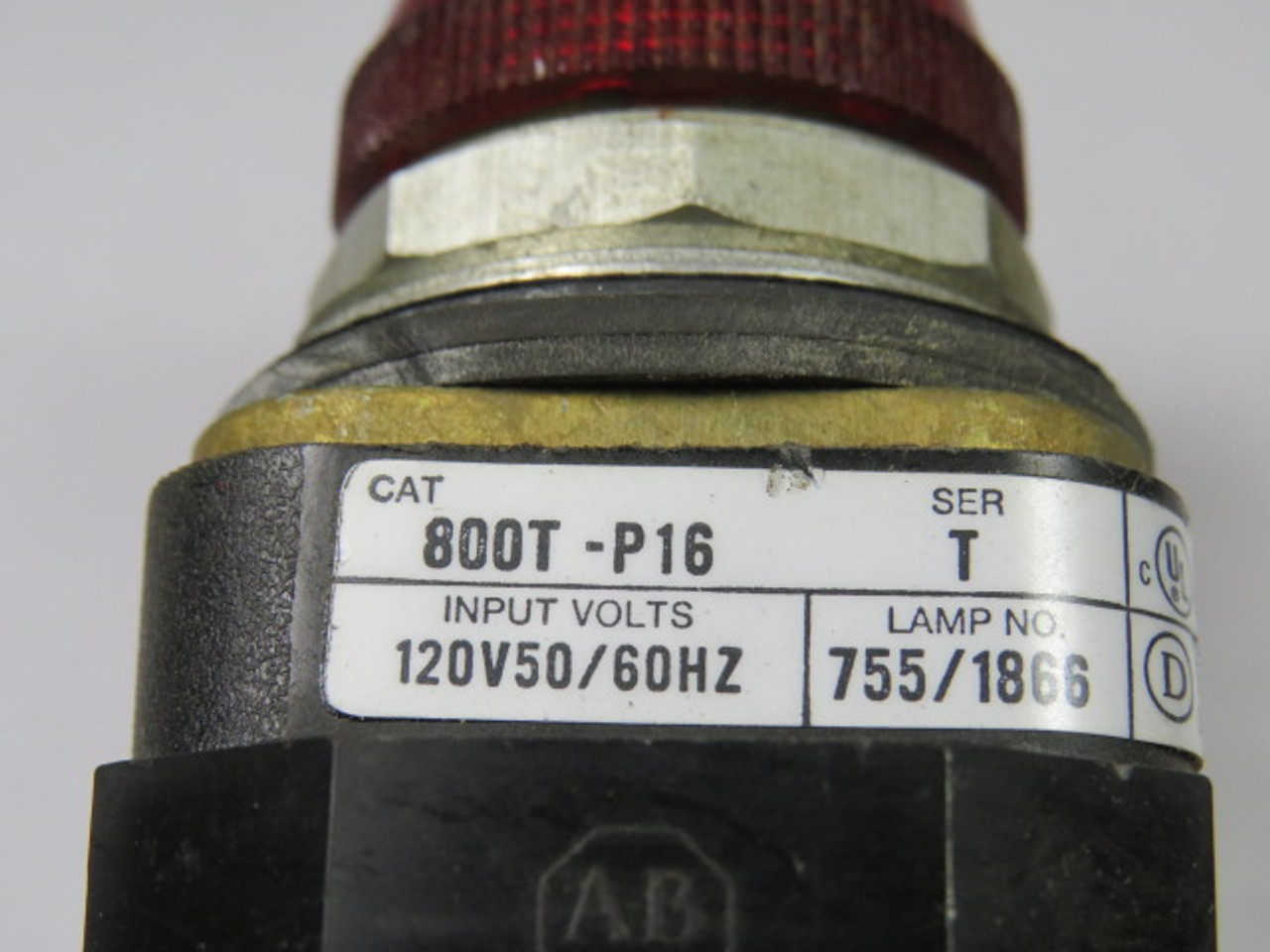 Allen-Bradley 800T-P16R Series T Pilot Light 120VAC 50/60Hz Red Lens USED