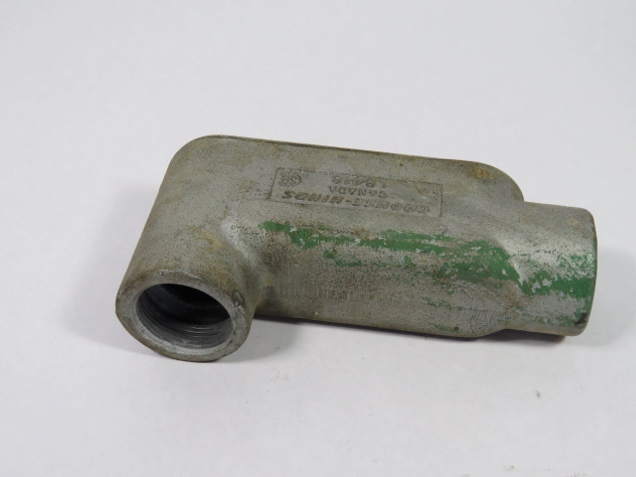 Crouse-Hinds LB448 Conduit Body W/ Cover L-Shaped 2-Hole 1-1/4" NPT USED