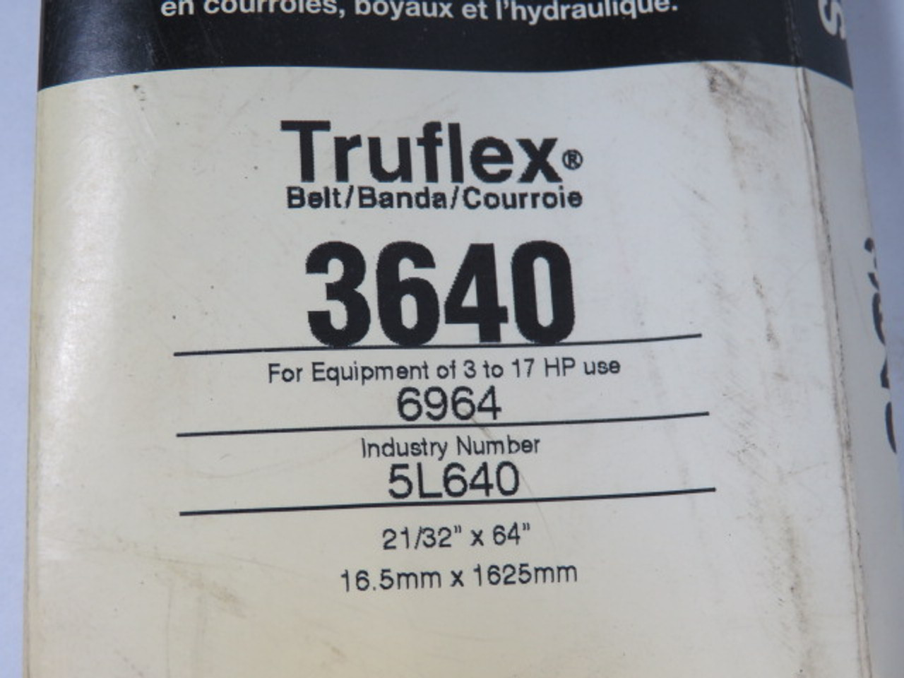 Gates 3640 (5L640) Truflex V-Belt 64”L 0.66”W 0.35”Thick NEW