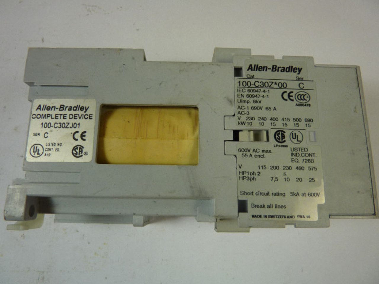 Allen-Bradley 100-C30ZJ01 Contactor 30 Amp 24VDC USED