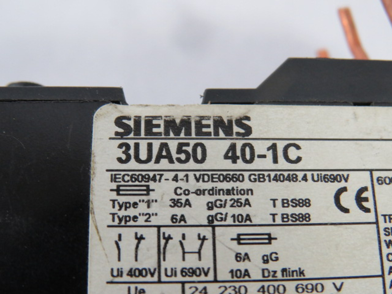 Siemens 3UA50 40-1C Overload Relay 1,6-2,5A USED