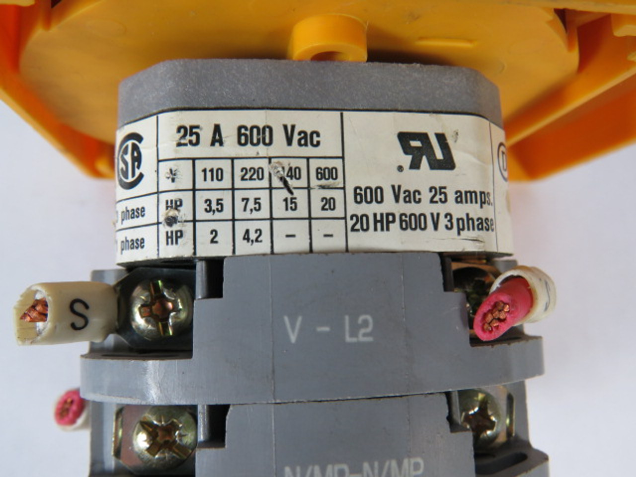 Baco PR25 Main Switch 600VAC 25A 20HP 600V3 phase USED