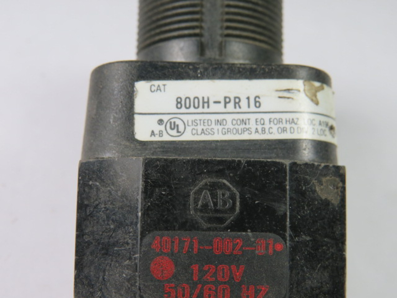 Allen-Bradley 800H-PR16 Series F Pilot Light 120VAC 50/60Hz No Lens USED