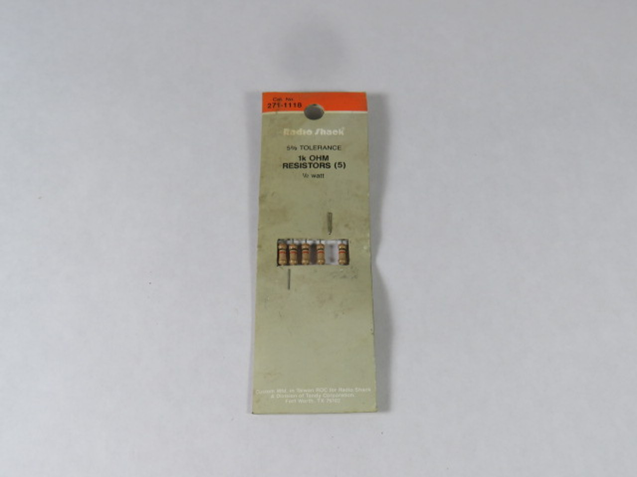 Radio Shack 271-1118 1K Ohm Resistors Pack Of 5 1/2W 5% Tolerance ! NEW !