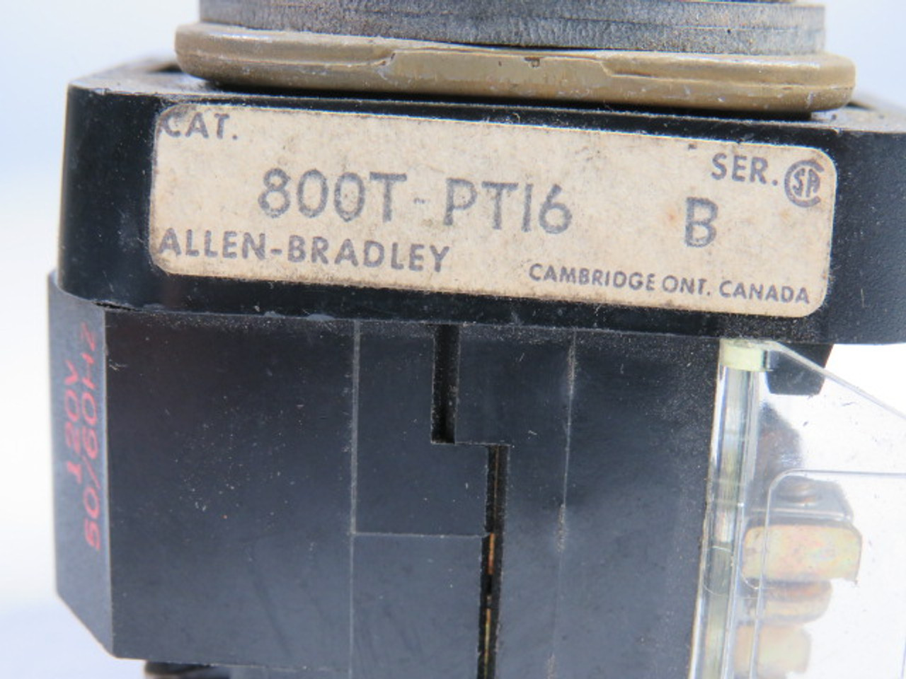 Allen-Bradley 800T-PT16R Series B Push-to-Test Pilot Light 120VAC Red USED