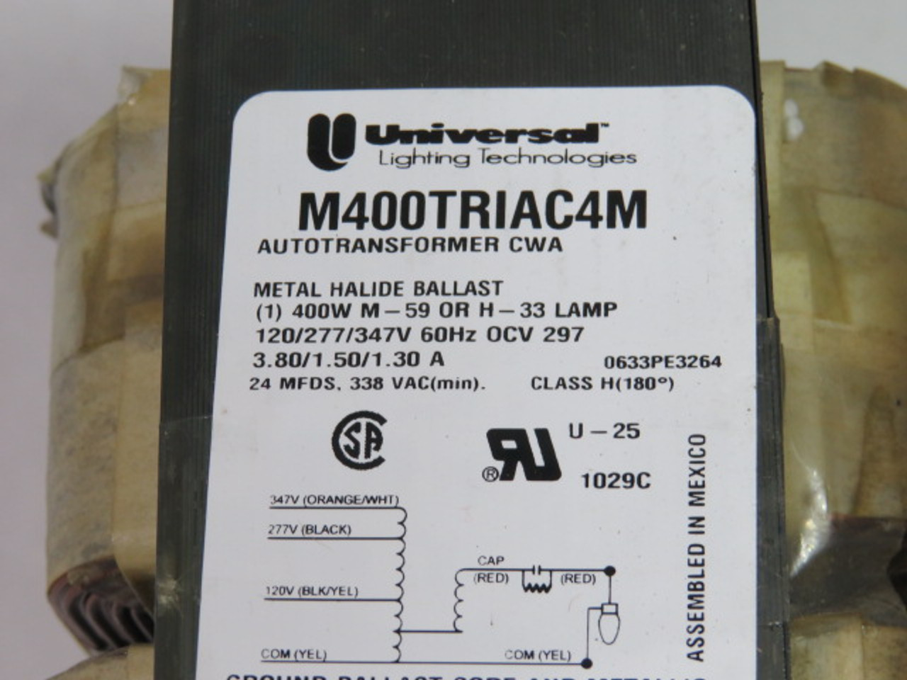 Universal M400TRIAC4M Autotransformer 400W 120/277/347V 3.80/1.5/1.30A USED