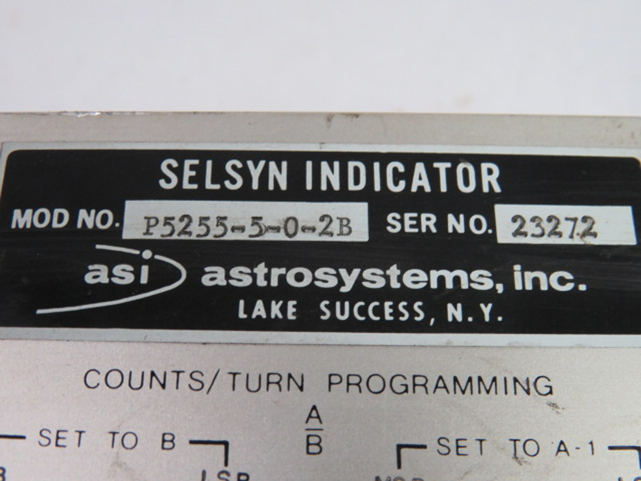 ASI P5255-5-0-2B Selsyn Indicator USED