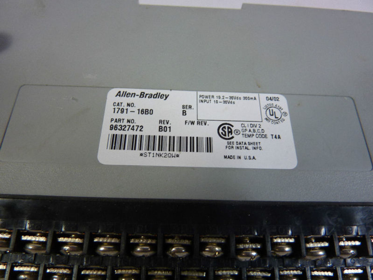 Allen-Bradley 1791-16B0 Input Module 24VDC Series B Rev B01 USED