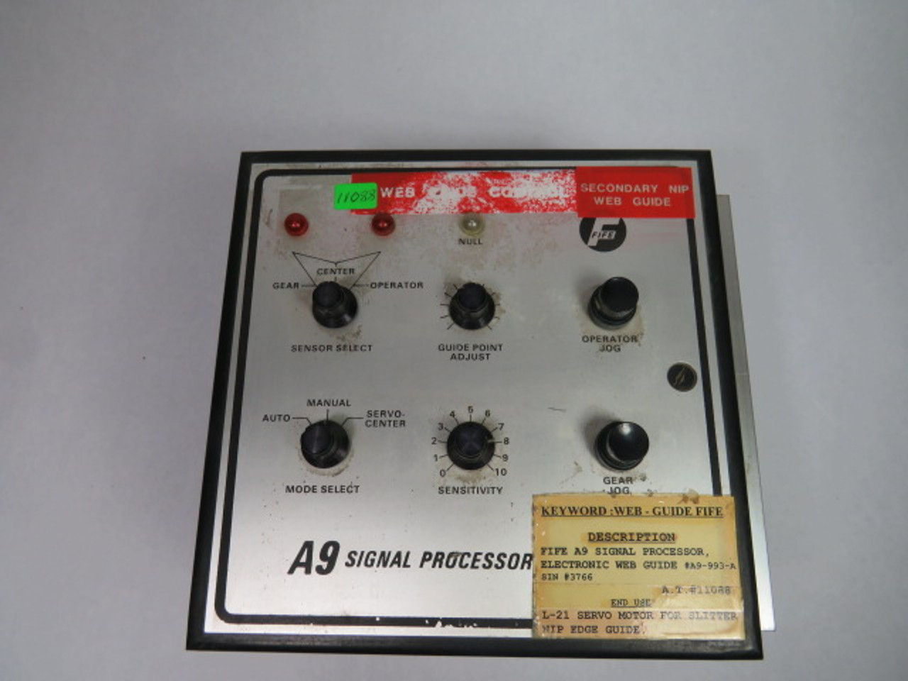 Fife Corp A9-993-A A9 Signal Controller 3 Amp Dual Volts 50/60Hz USED