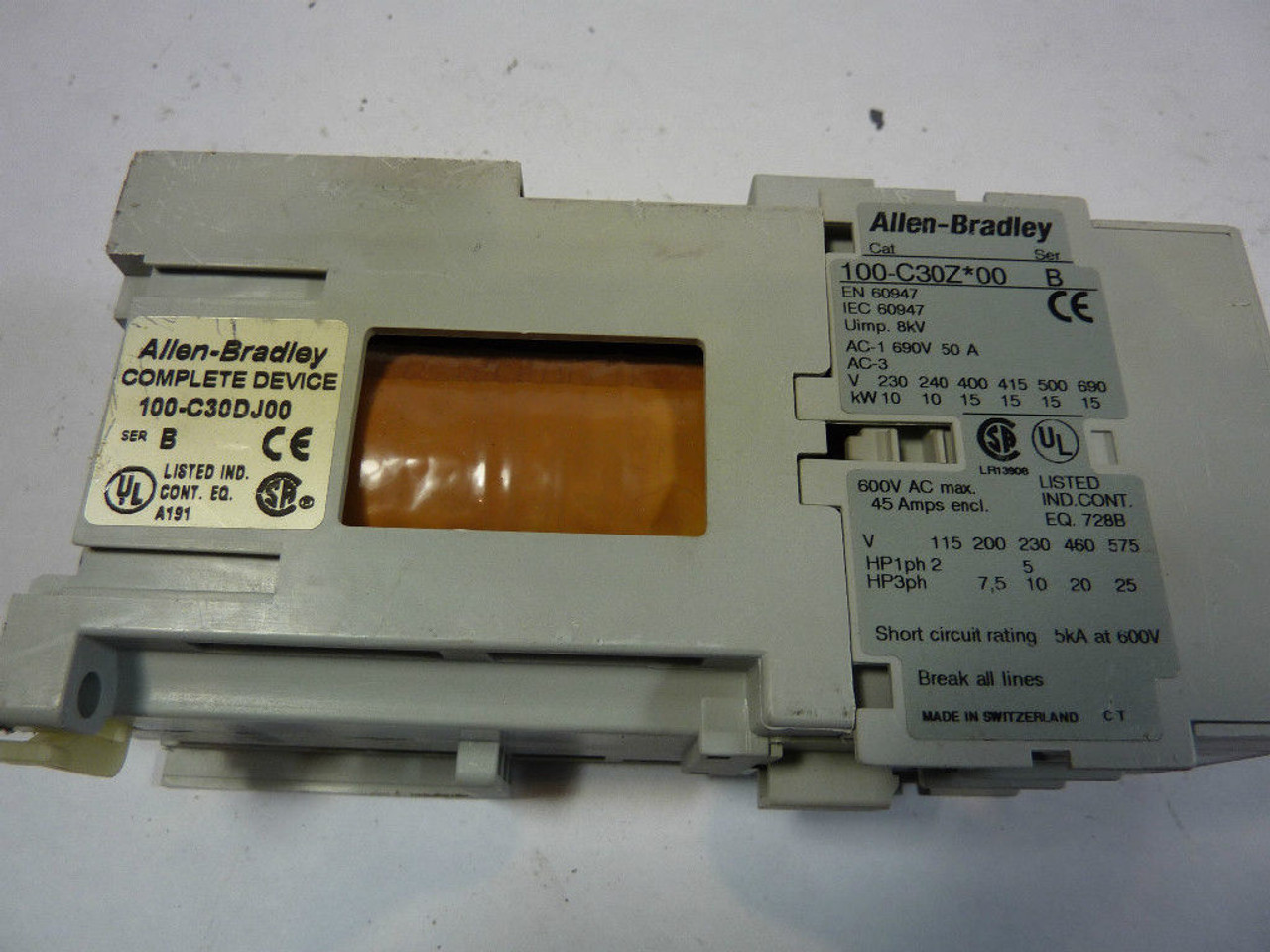 Allen-Bradley 100-C30DJ00 Contactor 30 Amp 24VDC USED
